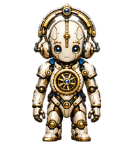 AetherCore: Ivory and gold clockwork robot