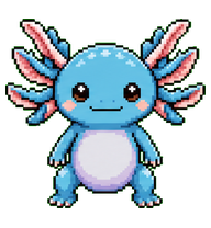 Axobotl: Blue axolotl with pink gills