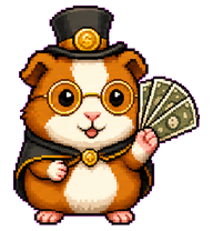 Cash Cuy: Top-hat hamster with banknotes