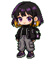 Kuro Chan: Pixel companion with lime headphones