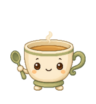 Cuppy: Steaming cup with saucer feet