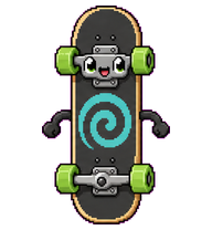 Decky: Skateboard with green wheels