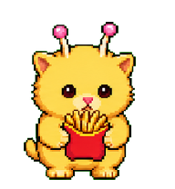 DING DING: Yellow cat carrying fries