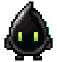 Drizz: Hooded teardrop with lime eyes
