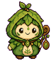 Druidika: Leaf-hooded druid with a staff