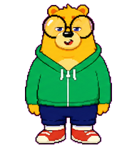 Eddy: Bear in a green hoodie