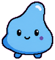 Eigenblob: Blue wavy blob with pink cheeks