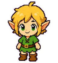 Elfie: Blond elf in green clothing