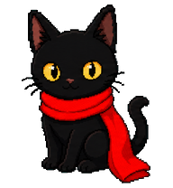 FangJia: Black cat with a red scarf
