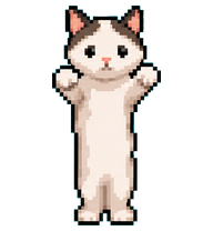 Happy Cat: Upright cream and gray cat