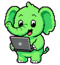 Jumbo: Green elephant using a laptop