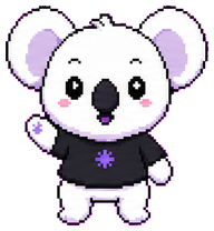Kebo: Pale koala with a purple flower
