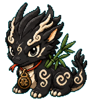 Kuro: Dark dragon with golden ornaments