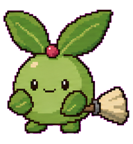 Lint Sprout: Leaf-eared sprout with a broom