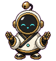 Maddie: White and gold robot monk