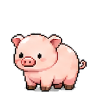 Piggy: Pink pig with a curly tail