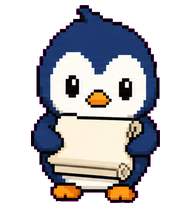 Prompt Penguin: Penguin carrying a rolled note
