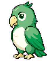 Quill: Green parrot with a pale chest