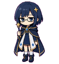 Ruri: Blue-haired student with glasses