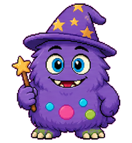 Shmutzy: Purple furry wizard monster