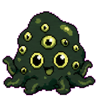 Shoggoth: Green many-eyed tentacle creature