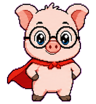 Super Piglet: Glasses-wearing caped piglet