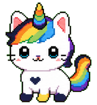Twinklepaws: White unicorn cat with rainbow mane