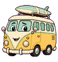 vanlife_esme: Camper van with a surfboard