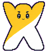 Wixie: Yellow and white X-shaped creature
