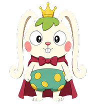 Gudong: Crowned rabbit in a red cape