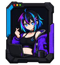 Iris: Purple-haired sci-fi companion