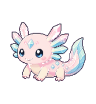 Crystolotl: Crystal-gilled pastel axolotl