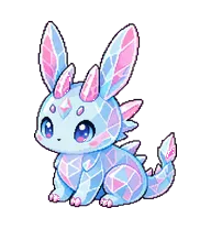 Glassbun: Faceted blue and pink glass rabbit