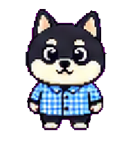 Plaidpup: Black and white puppy in plaid